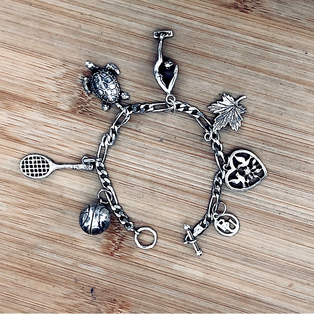 $162 Vintage Estate Charm Bracelet Sterling Silver 23 Grams 925 Various Marks - Picture 2 of 5